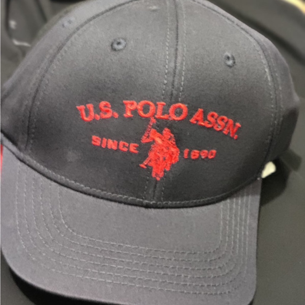 U.S. Polo Assn. Black and Red Baseball Cap with Embroidered Logo